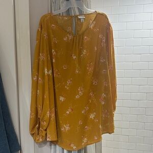 Ava & Viv Mustard Floral Blouse